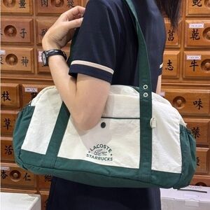 New Lacoste x Starbucks Green and White Tote Bag Limited Edition Authentic